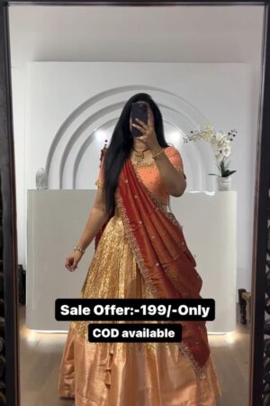 Golden Color Tissue Silk Lehenga Choli
