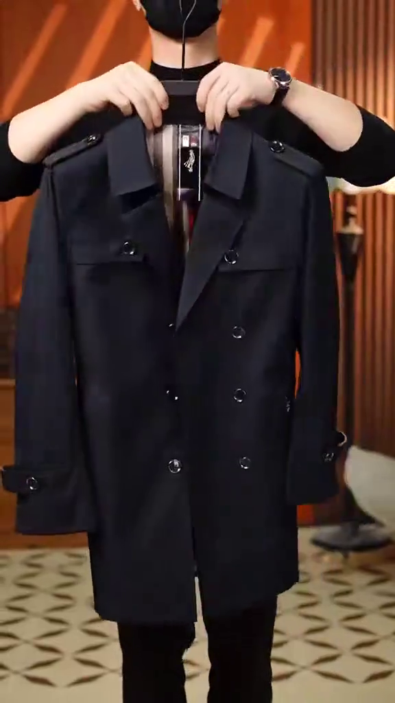 Men Lapel Collar Solid Coat - Image 2