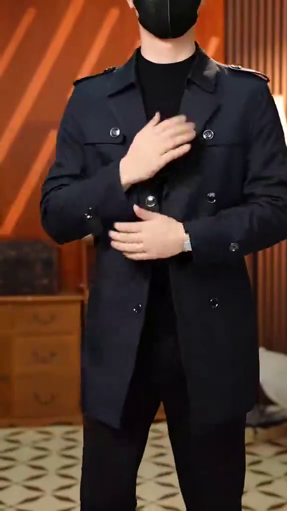 Men Lapel Collar Solid Coat - Image 3