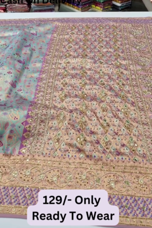 Classic Pretty Traditional Thread Embroidery With Top Notch Sequin Work On Georgette Fabric