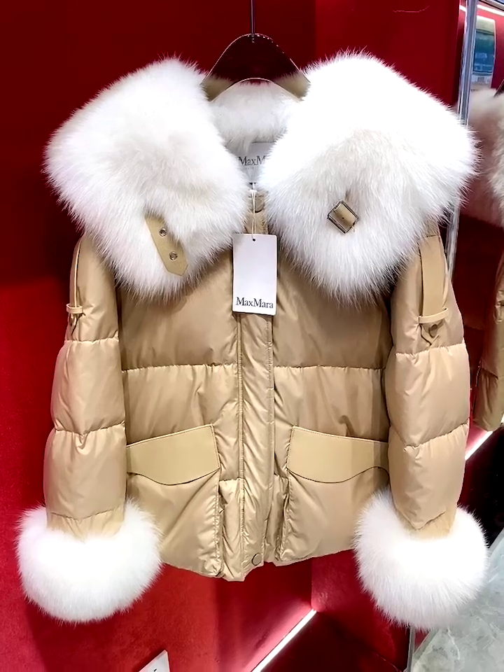 Winter Furs Collar Goose Down Jacket Short Down Jacket Female