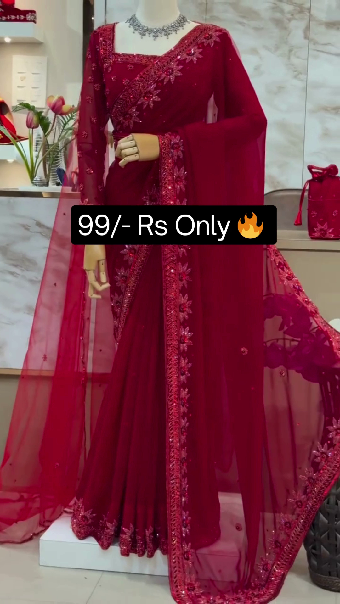 Solid Ready to Wear Saree with Stitched Blouse