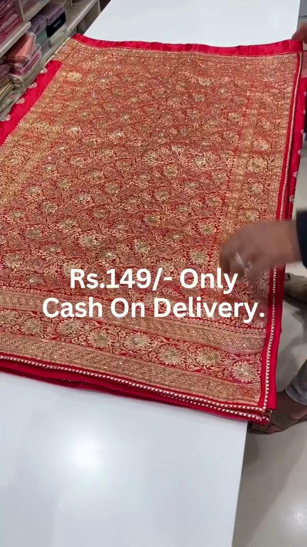 Embroidered Bollywood Art Silk Saree (Red) - Image 2