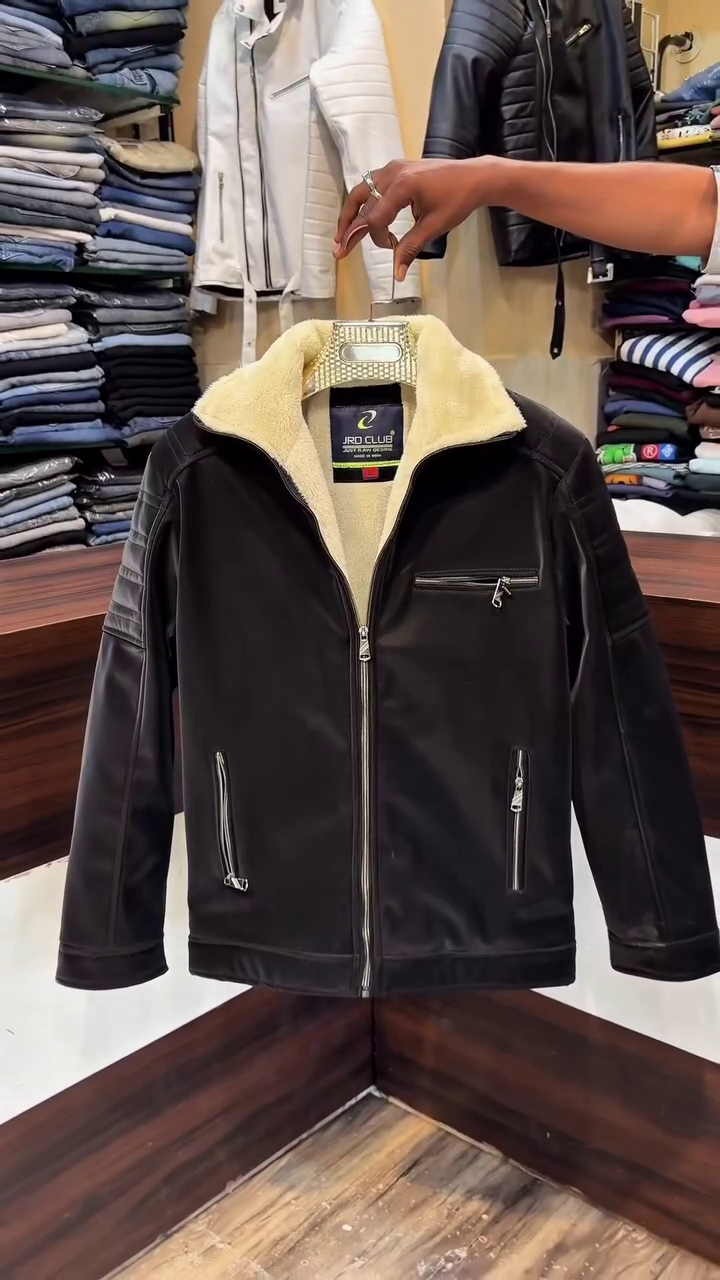 Men's Leather Jackets, Black Leather Jacket, Lambskin Jackets, Regular Fit, Three Pockets