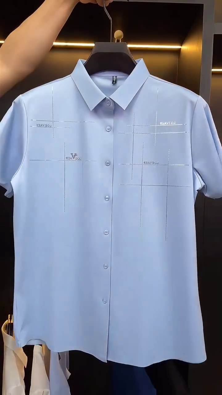 Short-Sleeved Shirt Men's Shirt Middle-Aged Half-Sleeved Casual Slimming Blouse Thin - Image 3